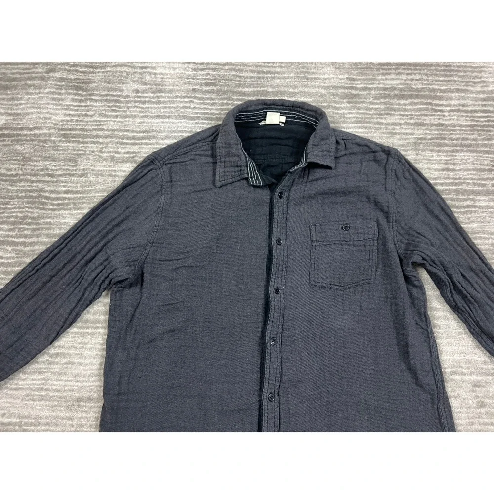 Carbon 2 Cobalt Shirt Mens Large Gray Button Up Knit Cotton Long Sleeve - Picture 2 of 11